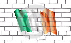 Bendera Irlanda en pared de labrillos photo